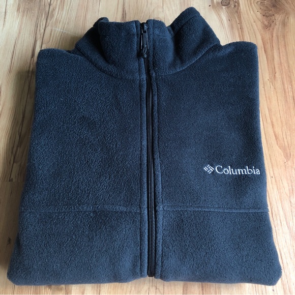 COLUMBIA FLEECE JACKET Full Zip Black Large Men’s UNISEX - Picture 12 of 16